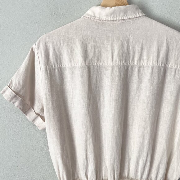 Cloth & Stone for Anthropologie Safari Linen Romper Women's L Button Up Beige - Picture 9 of 15
